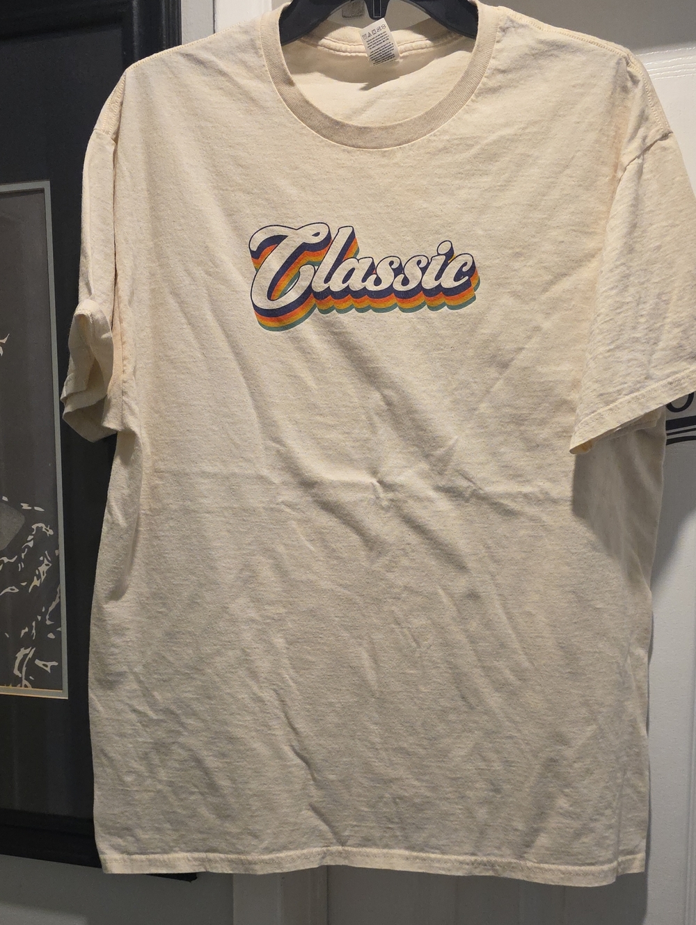Classic Graphic Tee - Cream Retro Stripe Design